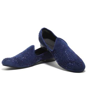 Navy blue woven velvet shoes 3