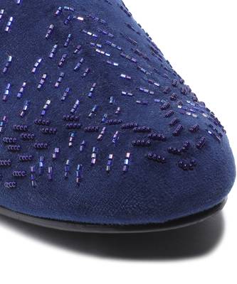 Navy blue woven velvet shoes 5