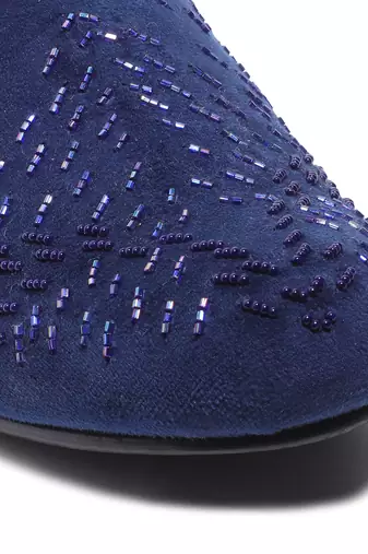 Navy blue woven velvet shoes
