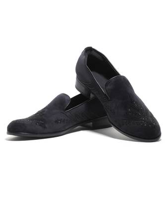 Navy blue woven velvet shoes 2