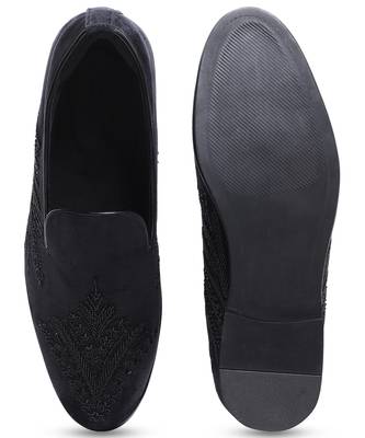 Navy blue woven velvet shoes 3
