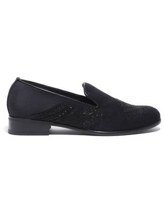 Navy blue woven velvet shoes 4