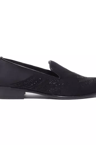 Navy blue woven velvet shoes