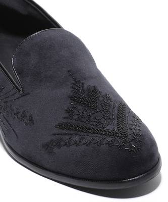 Navy blue woven velvet shoes 5