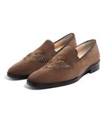 Tan woven velvet shoes