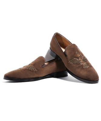 Tan woven velvet shoes 2