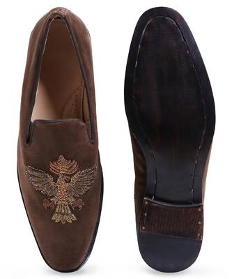 Tan woven velvet shoes 3