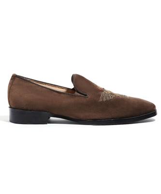 Tan woven velvet shoes 4