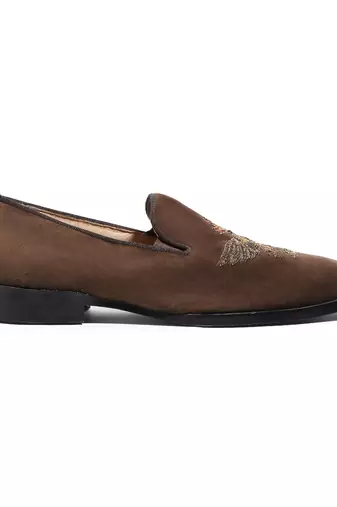 Tan woven velvet shoes