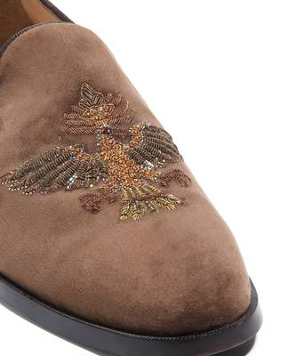 Tan woven velvet shoes 5