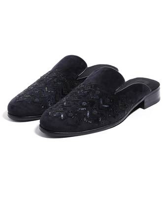 Black woven velvet mules 1