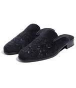 Black woven velvet mules