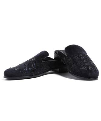 Black woven velvet mules 2