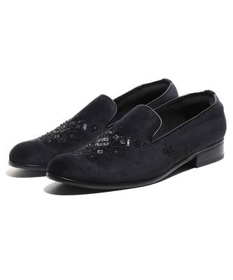 Black woven velvet shoes 1