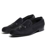 Black woven velvet shoes