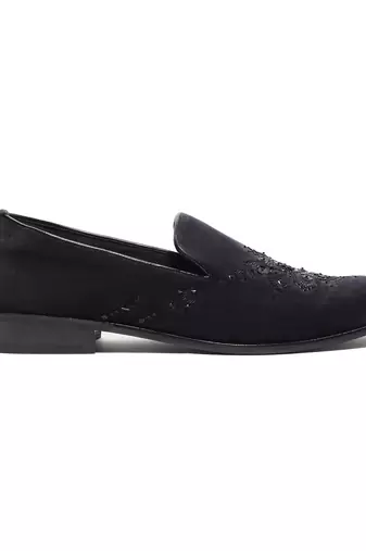 Black woven velvet shoes
