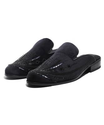 Black woven velvet mules 1
