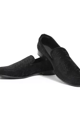 Black woven velvet shoes