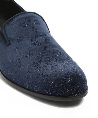 Navy blue woven velvet shoes 3