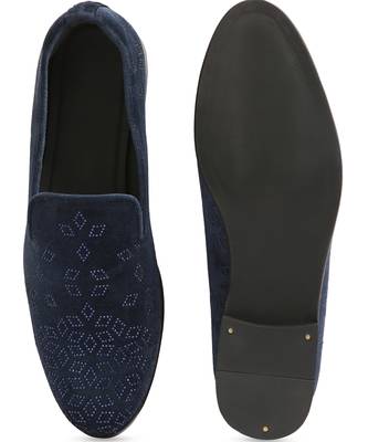 Navy blue woven velvet shoes 4