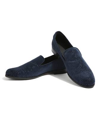 Navy blue woven velvet shoes 5