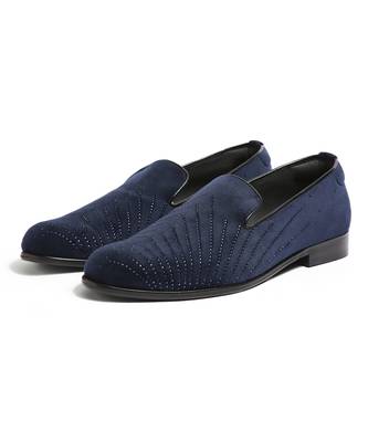 Blue woven velvet shoes 1