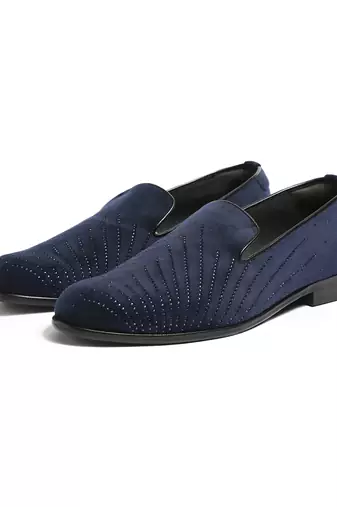 Blue woven velvet shoes