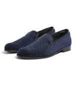 Blue woven velvet shoes
