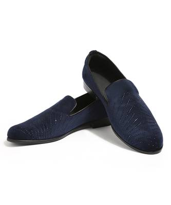 Blue woven velvet shoes 2
