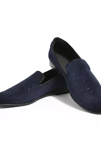 Blue woven velvet shoes