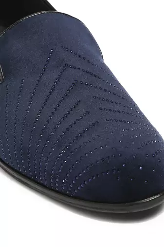 Blue woven velvet shoes