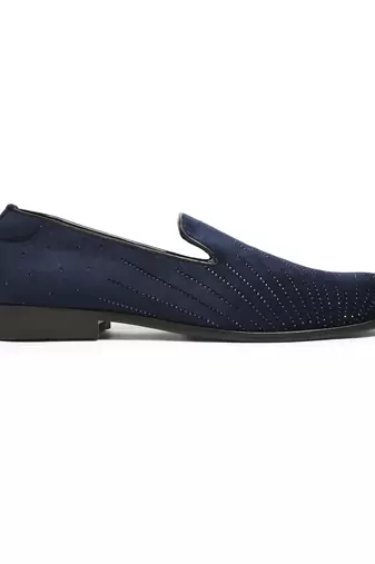 Blue woven velvet shoes