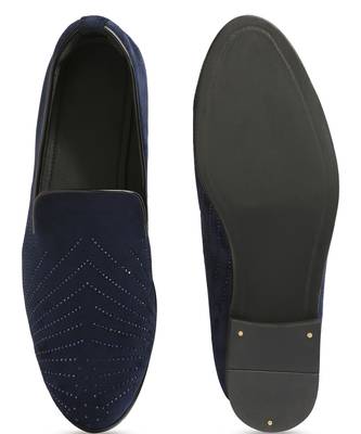 Blue woven velvet shoes 5