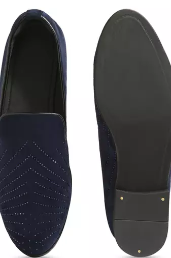 Blue woven velvet shoes
