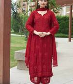 Pink Designer Chikankari Embroidered Georgette Suit with Dupatta