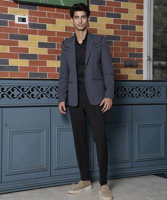 Grey plain lycra jacket & pant set 1