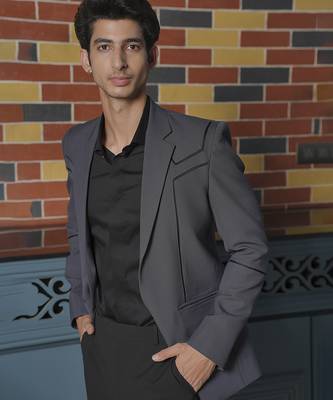 Grey plain lycra jacket & pant set 2