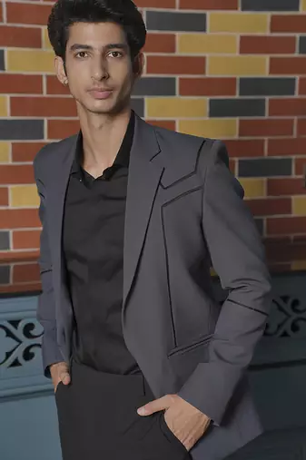 Grey plain lycra jacket & pant set