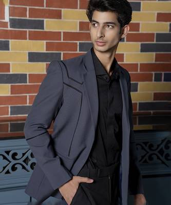 Grey plain lycra jacket & pant set 3