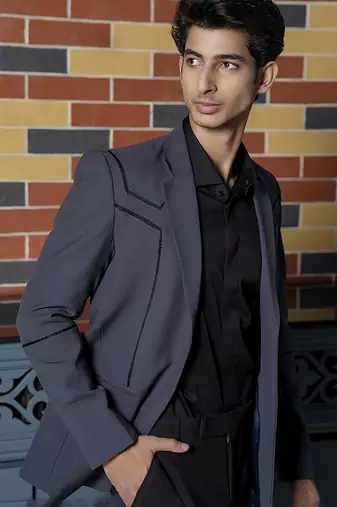 Grey plain lycra jacket & pant set