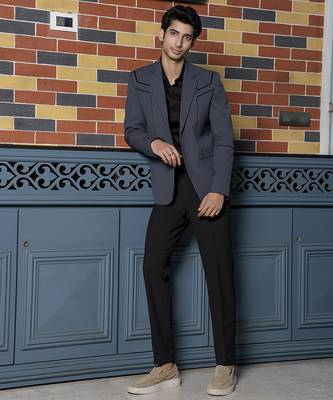 Grey plain lycra jacket & pant set 4