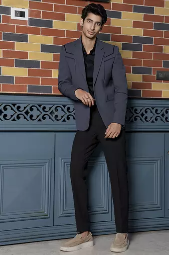 Grey plain lycra jacket & pant set