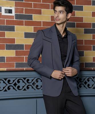 Grey plain lycra jacket & pant set 5