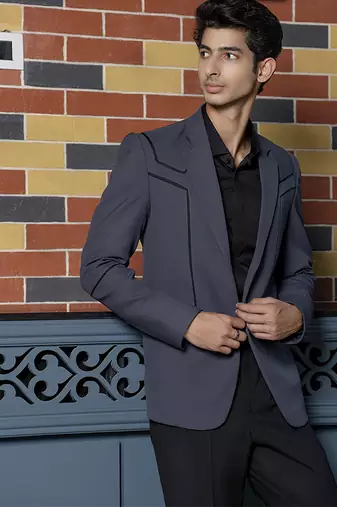 Grey plain lycra jacket & pant set