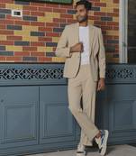 Beige plain lycra jacket & pant set