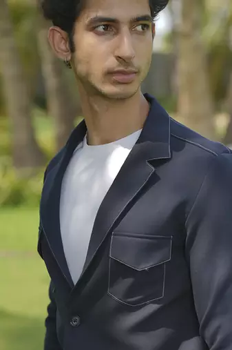 Black plain lycra jacket & pant set