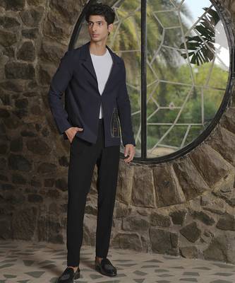Black plain lycra jacket & pant set 1