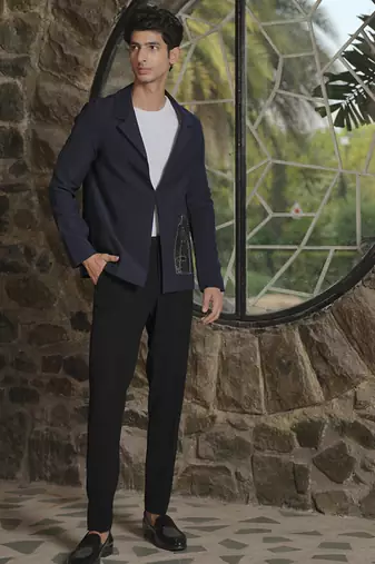 Black plain lycra jacket & pant set