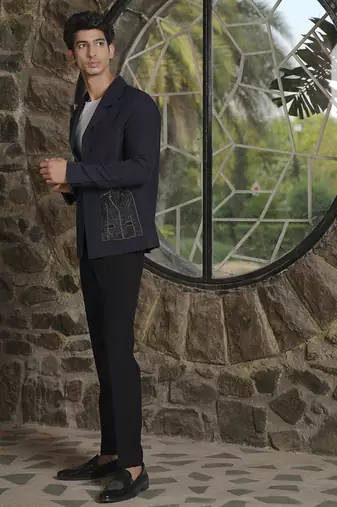 Black plain lycra jacket & pant set
