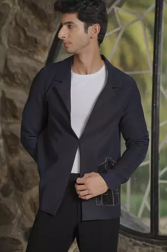 Black plain lycra jacket & pant set